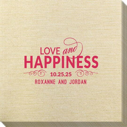 Love and Happiness Scroll Bamboo Luxe Napkins